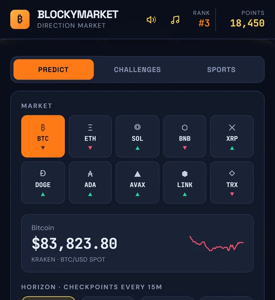 The BlockyMarket prediction interface